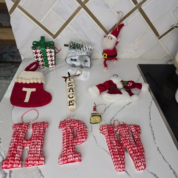 Christmas tree ornament lot santa Sled stocking monograms lighthouse camper - Picture 14 of 16